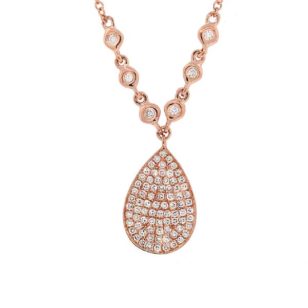 0.26ct 14k Rose Gold Diamond Pave Necklace