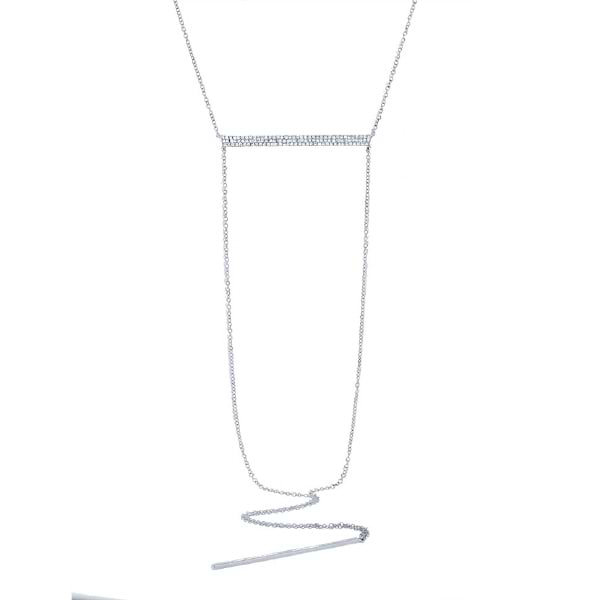 0.18ct 14k White Gold Diamond Pave Lariat Necklace