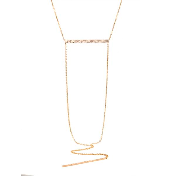 0.18ct 14k Yellow Gold Diamond Pave Lariat Necklace
