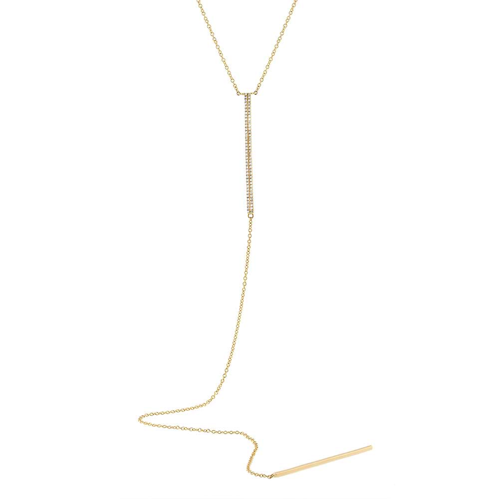 0.18ct 14k Yellow Gold Diamond Pave Lariat Necklace