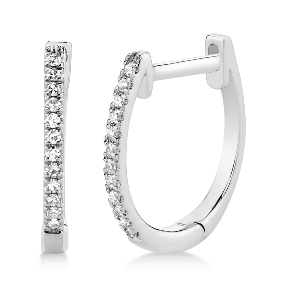 Diamond Huggie Earrings 14k White Gold (0.08ct)