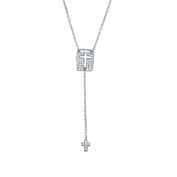 0.16ct 14k White Gold Diamond Cross Necklace