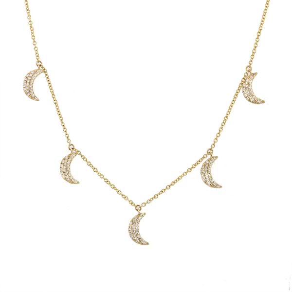 0.30ct 14k Yellow Gold Diamond Crescent Moon Necklace