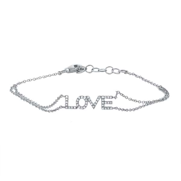 0.12ct 14k White Gold Diamond ''Love'' Bracelet