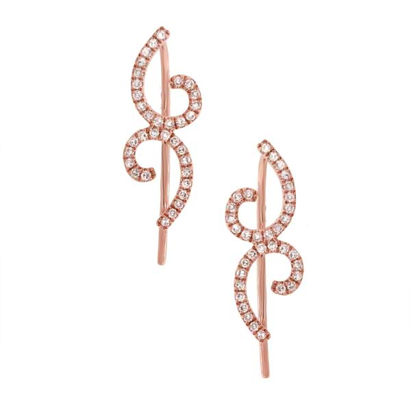 0.22ct 14k Rose Gold Diamond Ear Crawler Earrings