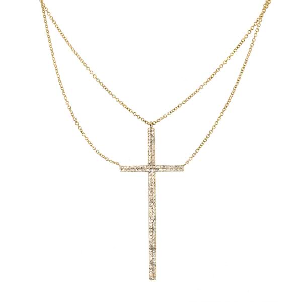 0.34ct 14k Yellow Gold Diamond Cross Necklace