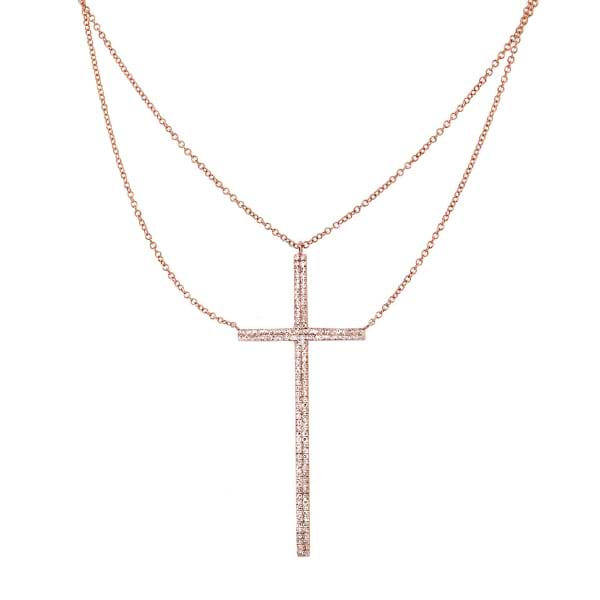 0.34ct 14k Rose Gold Diamond Cross Necklace