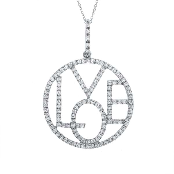 0.36ct 14k White Gold Diamond ''love'' Pendant Necklace