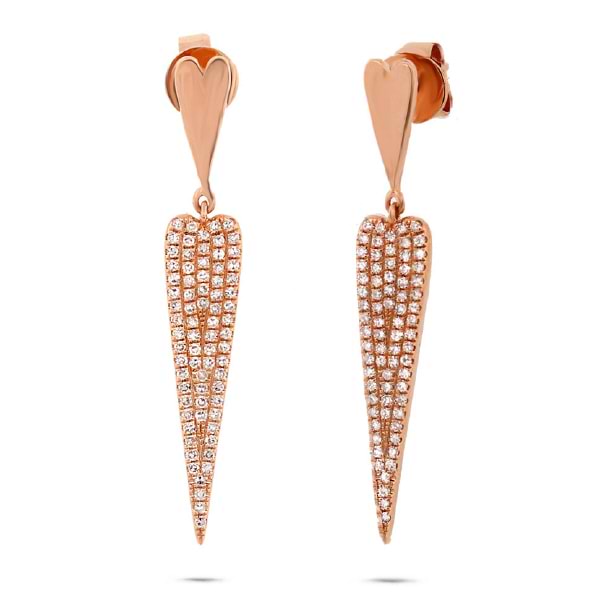 0.36ct 14k Rose Gold Diamond Pave Earrings