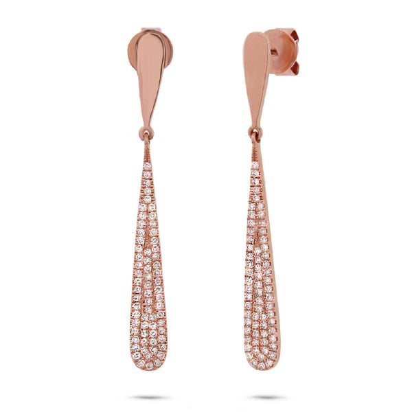 0.31ct 14k Rose Gold Diamond Pave Earrings