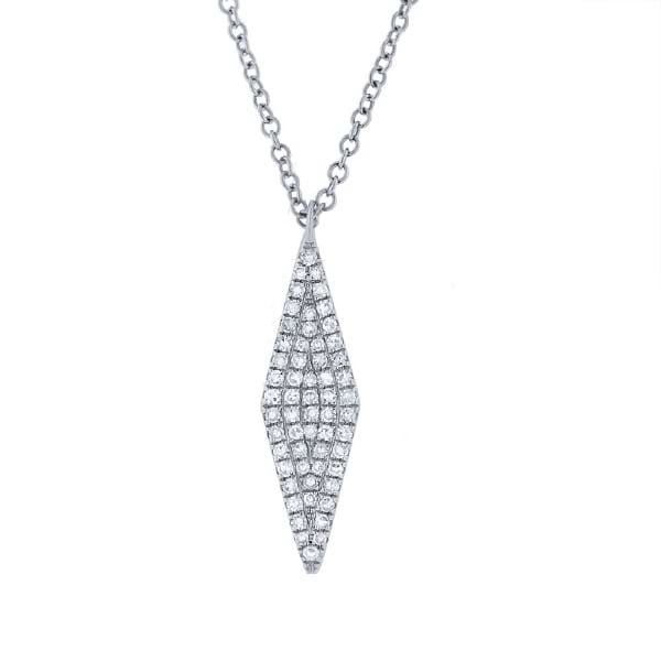 0.17ct 14k White Gold Diamond Pave Pendant Necklace