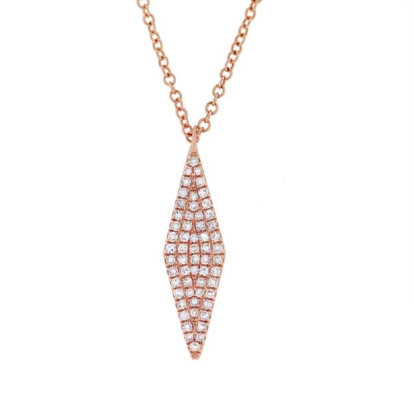 0.17ct 14k Rose Gold Diamond Pave Pendant Necklace