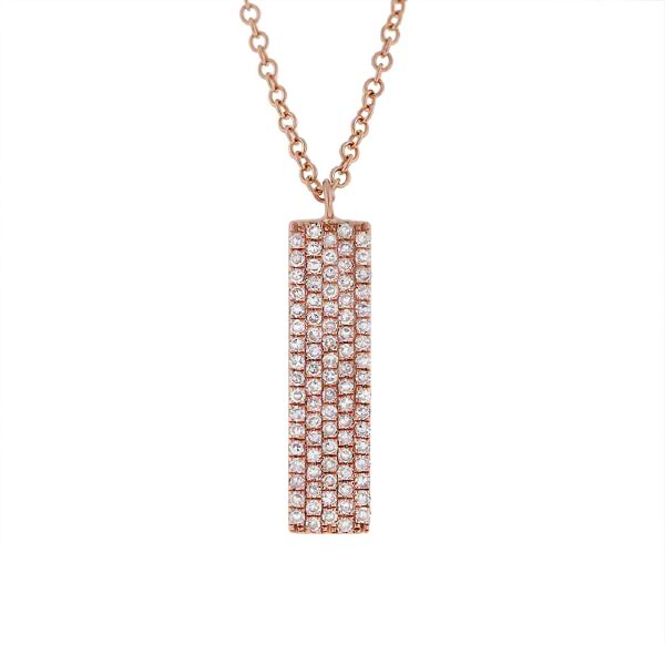 0.25ct 14k Rose Gold Diamond Pave Pendant Necklace
