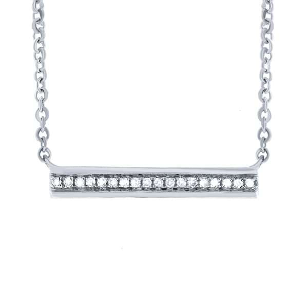 0.06ct 14k White Gold Diamond Bar Necklace