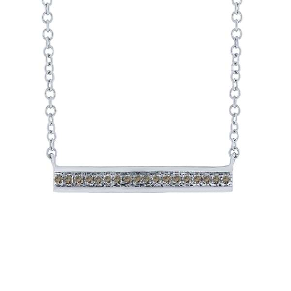 0.06ct 14k White Gold Champagne Diamond Bar Necklace