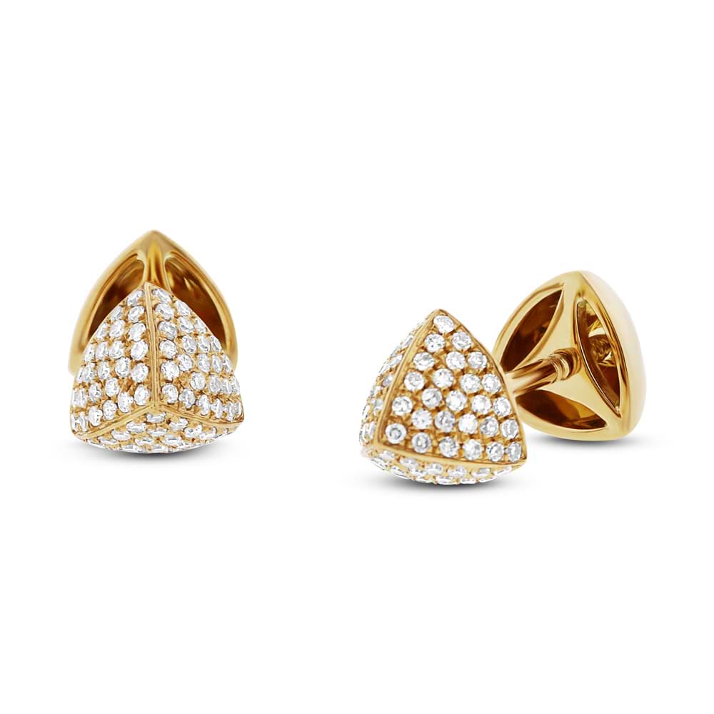 0.31ct 14k Yellow Gold Diamond Pave Pyramid Earrings