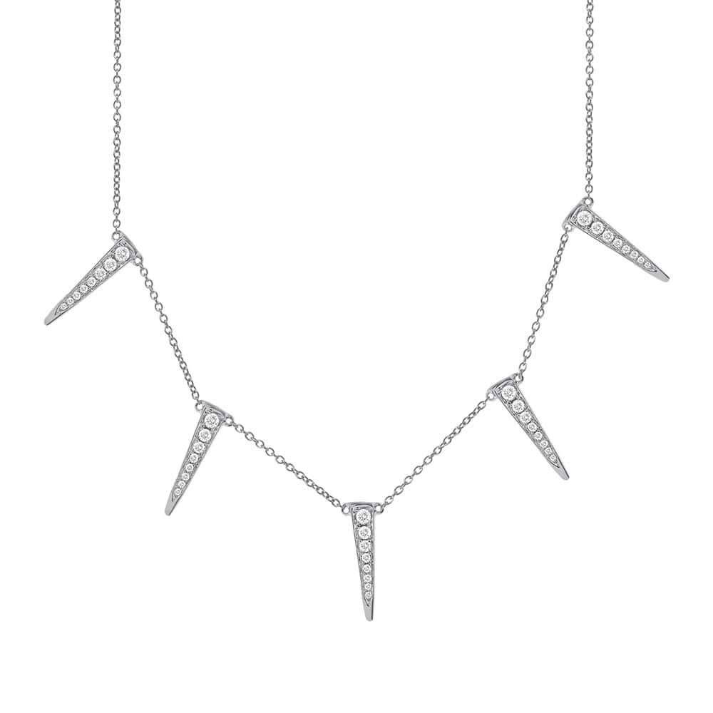 0.42ct 14k White Gold Diamond Triangle Necklace