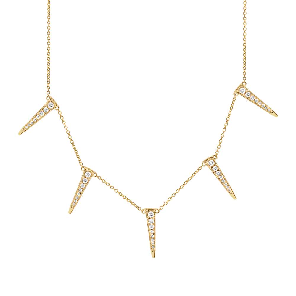 0.42ct 14k Yellow Gold Diamond Triangle Necklace