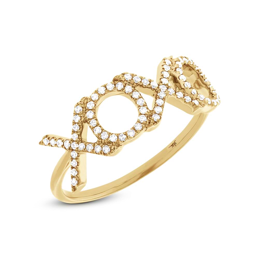 0.18ct 14k Yellow Gold Diamond ''XOXO'' Ring
