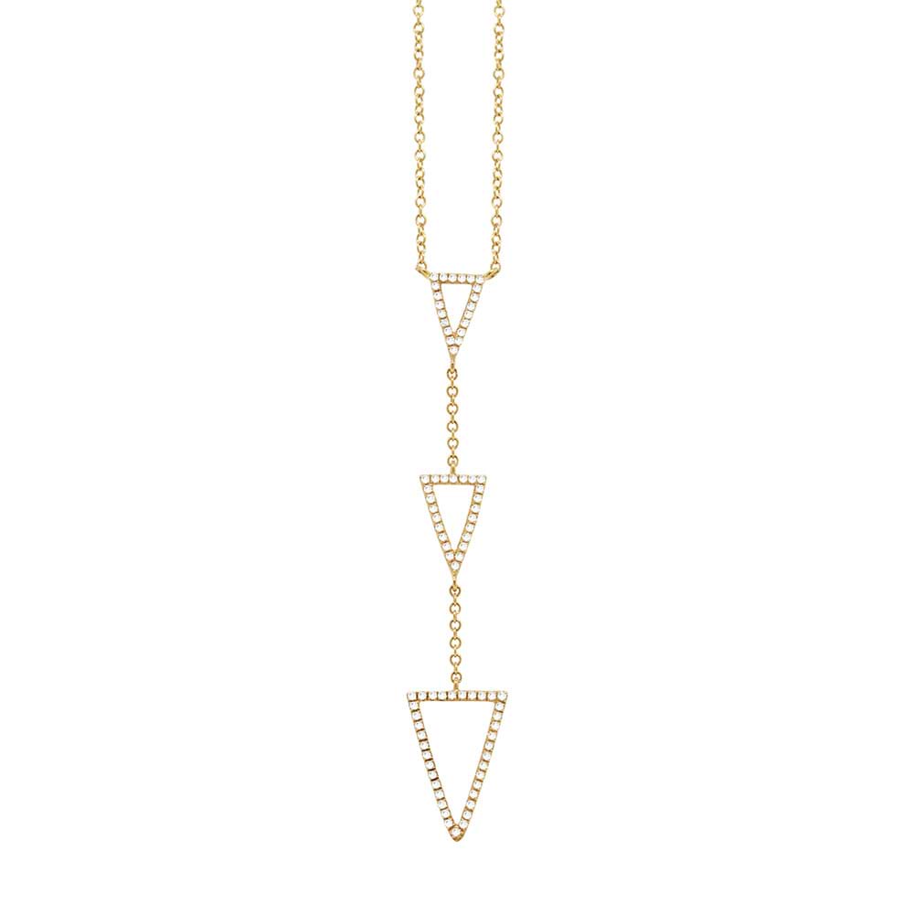 0.20ct 14k Yellow Gold Diamond Triangle Necklace