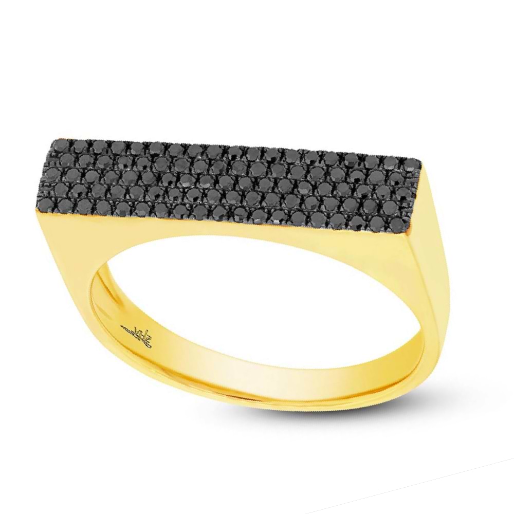 0.30ct 14k Yellow Gold Black Diamond Pave Lady's Ring Size 9
