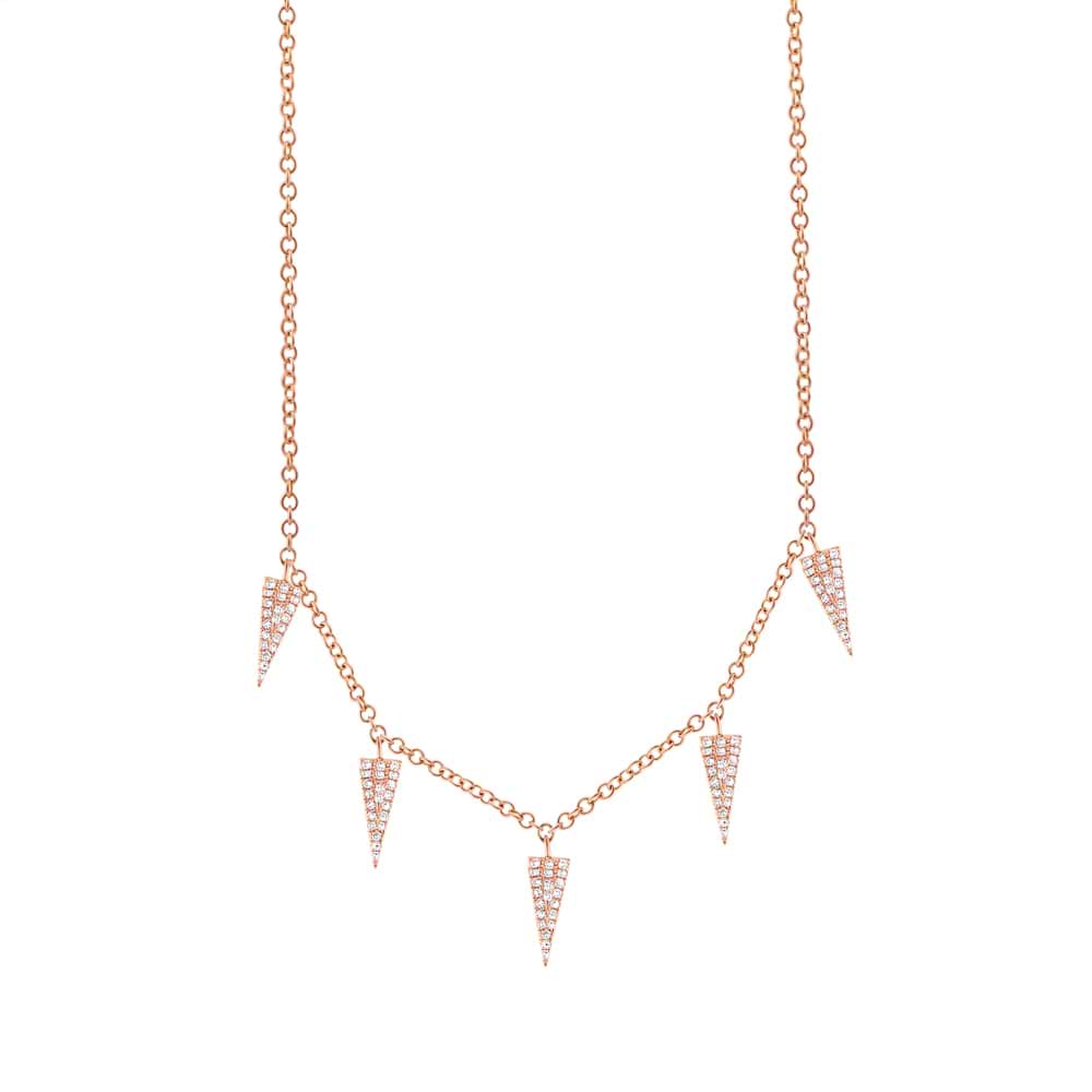 0.23ct 14k Rose Gold Diamond Pave Triangle Necklace