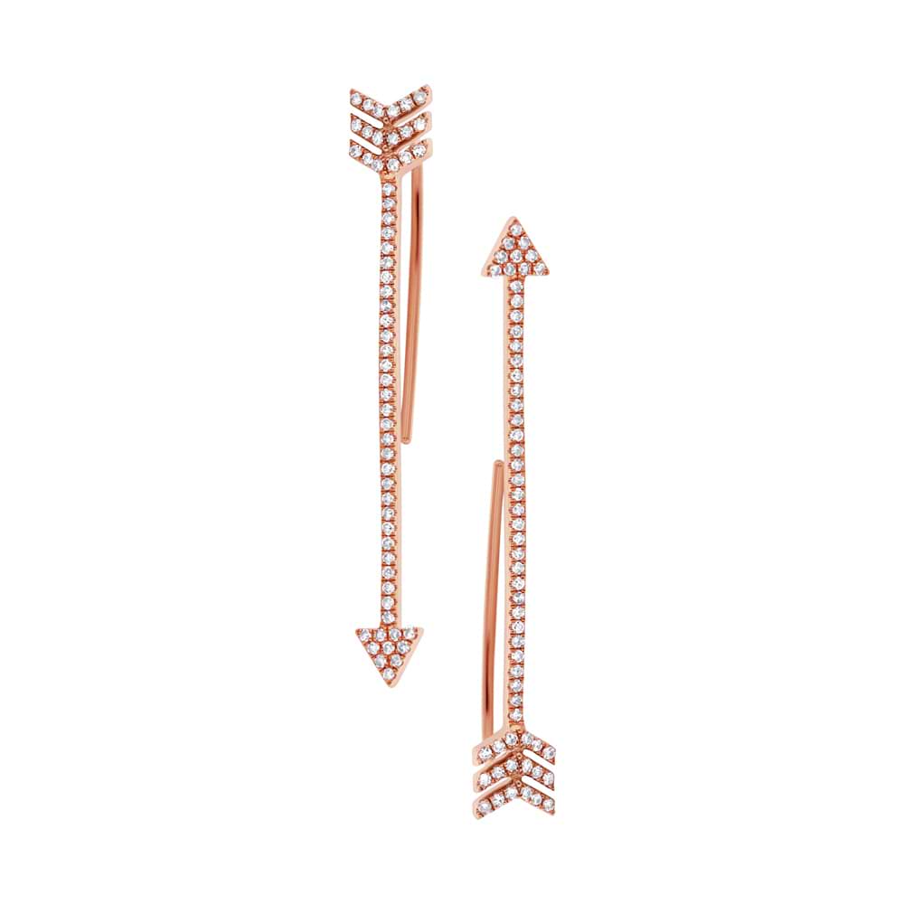 0.29ct 14k Rose Gold Diamond Arrow Earrings