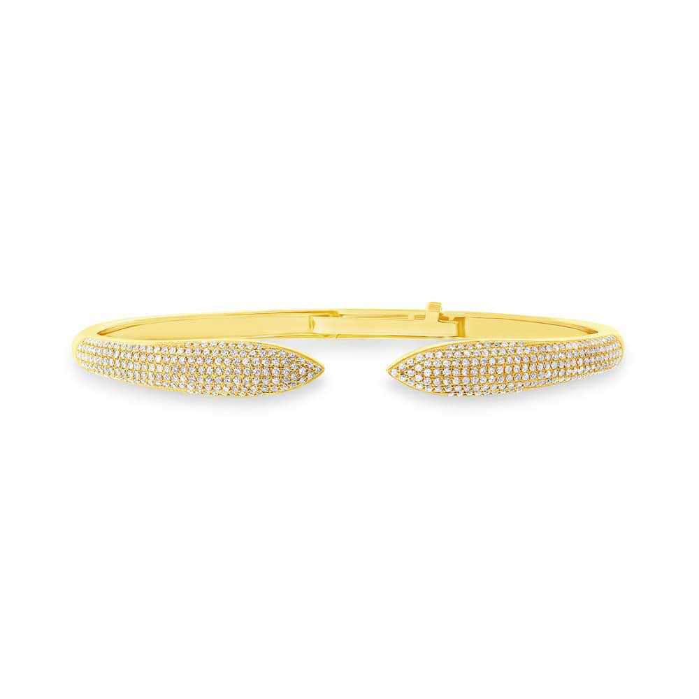 1.08ct 14k Yellow Gold Diamond Claw Bangle Bracelet