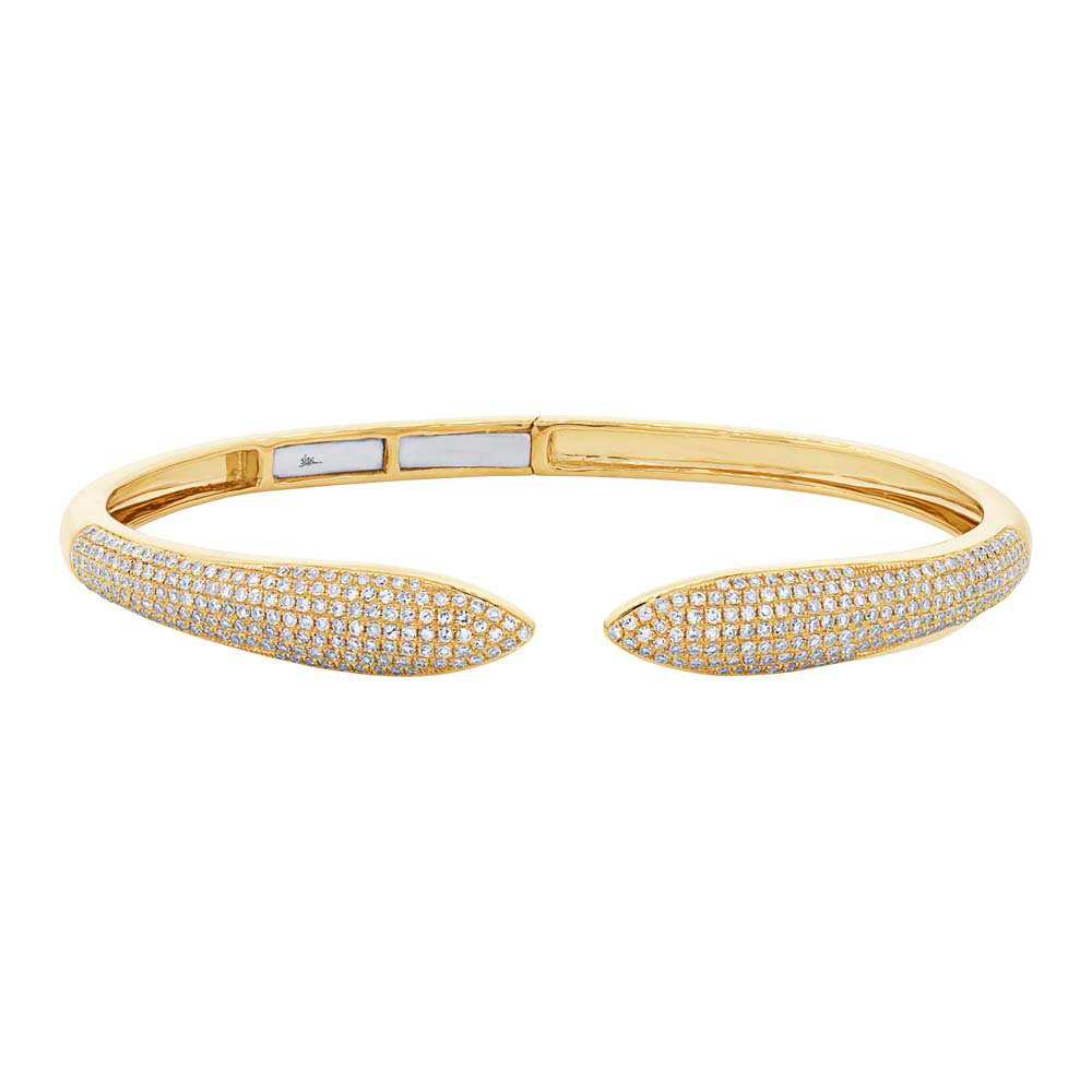 1.08ct 14k Yellow Gold Diamond Claw Bangle Bracelet