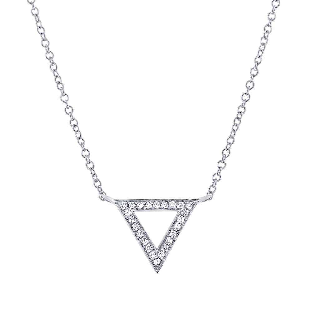 0.07ct 14k White Gold Diamond Triangle Necklace