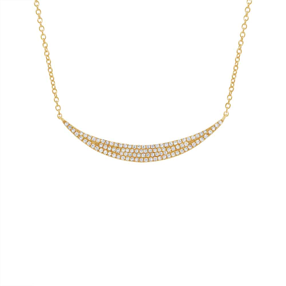 0.25ct 14k Yellow Gold Diamond Pave Crescent Necklace