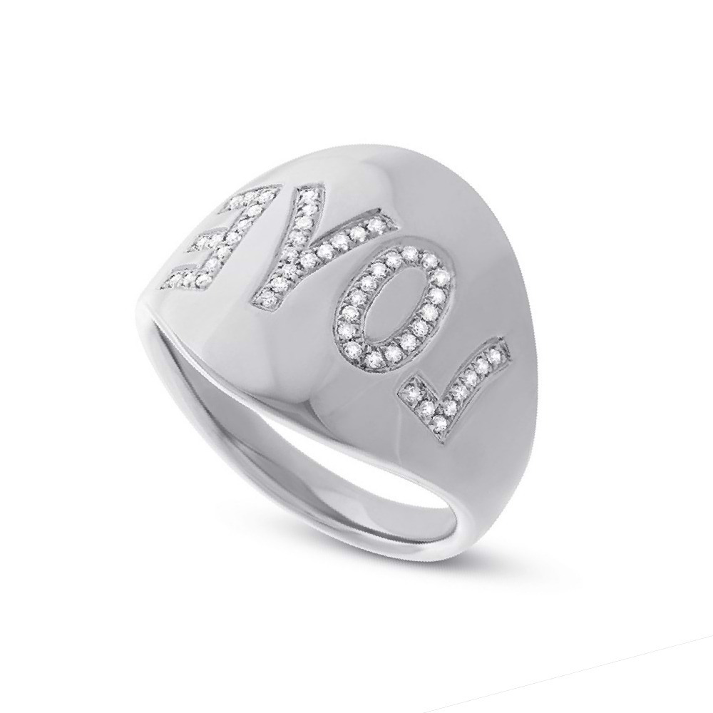 0.14ct 14k White Gold Diamond ''Love'' Ring