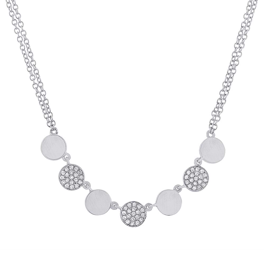 0.16ct 14k White Gold Diamond Pave Circle Necklace