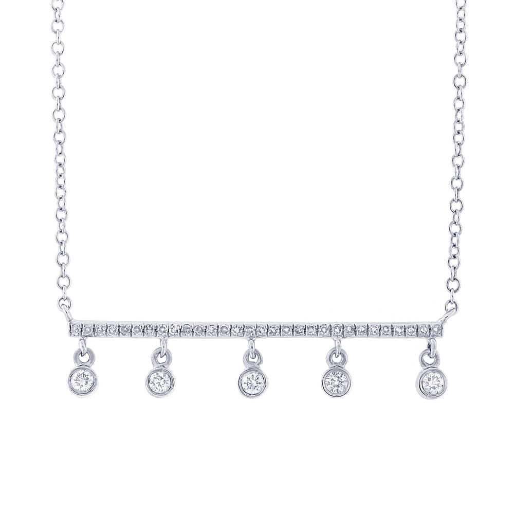 0.18ct 14k White Gold Diamond Bar Necklace