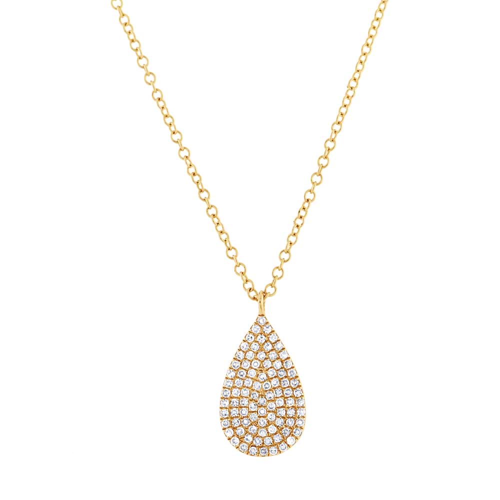 0.19ct 14k Yellow Gold Diamond Pave Necklace
