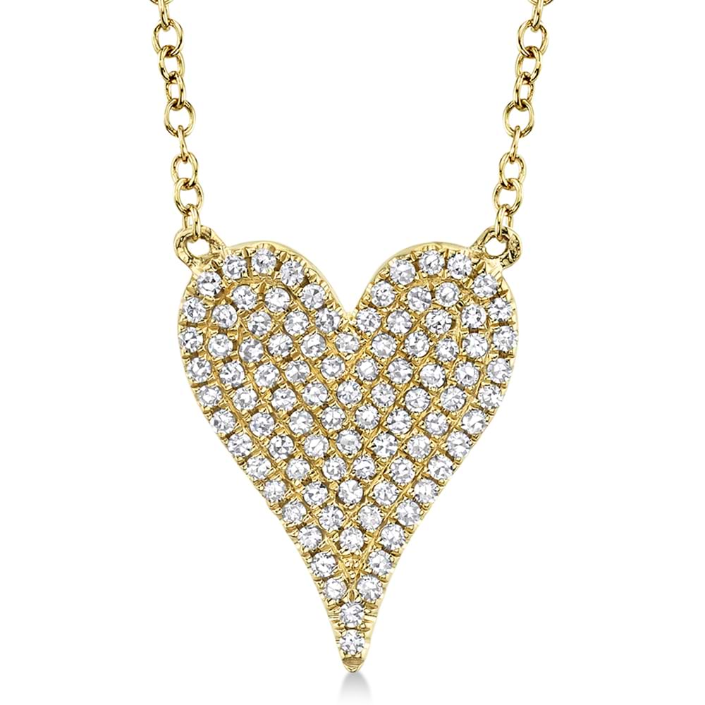 Diamond Pave Heart Pendant Necklace 14k Yellow Gold (0.21ct)
