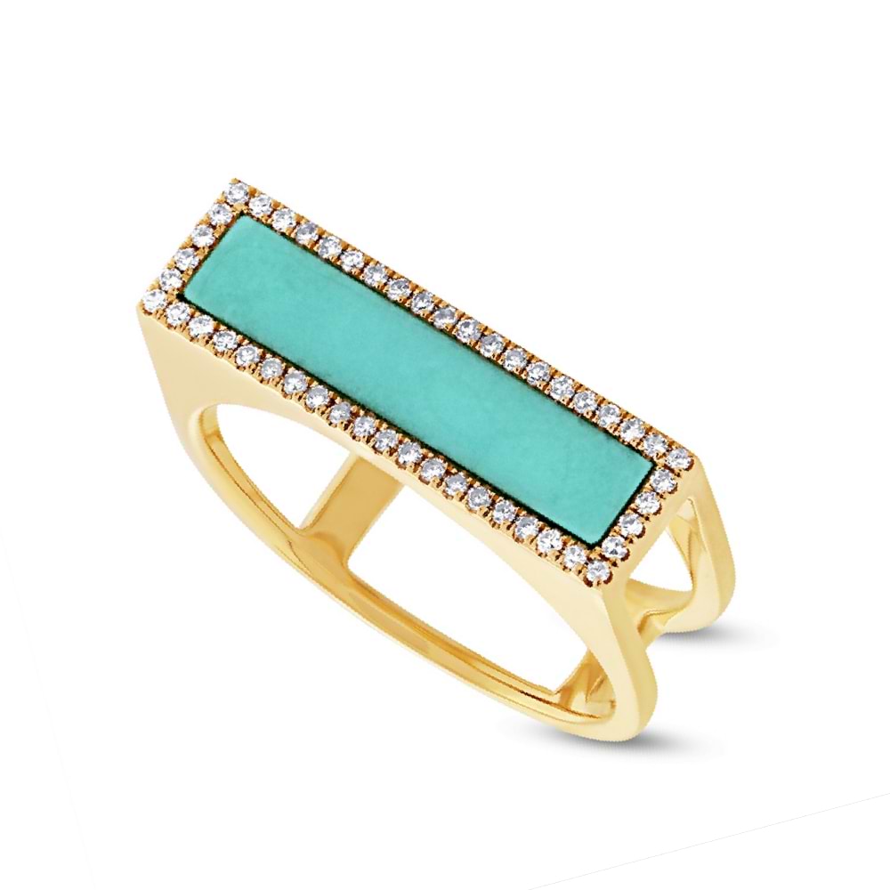 0.15ct Diamond & 0.97ct Composite Turquoise 14k Yellow Gold Lady's Ring