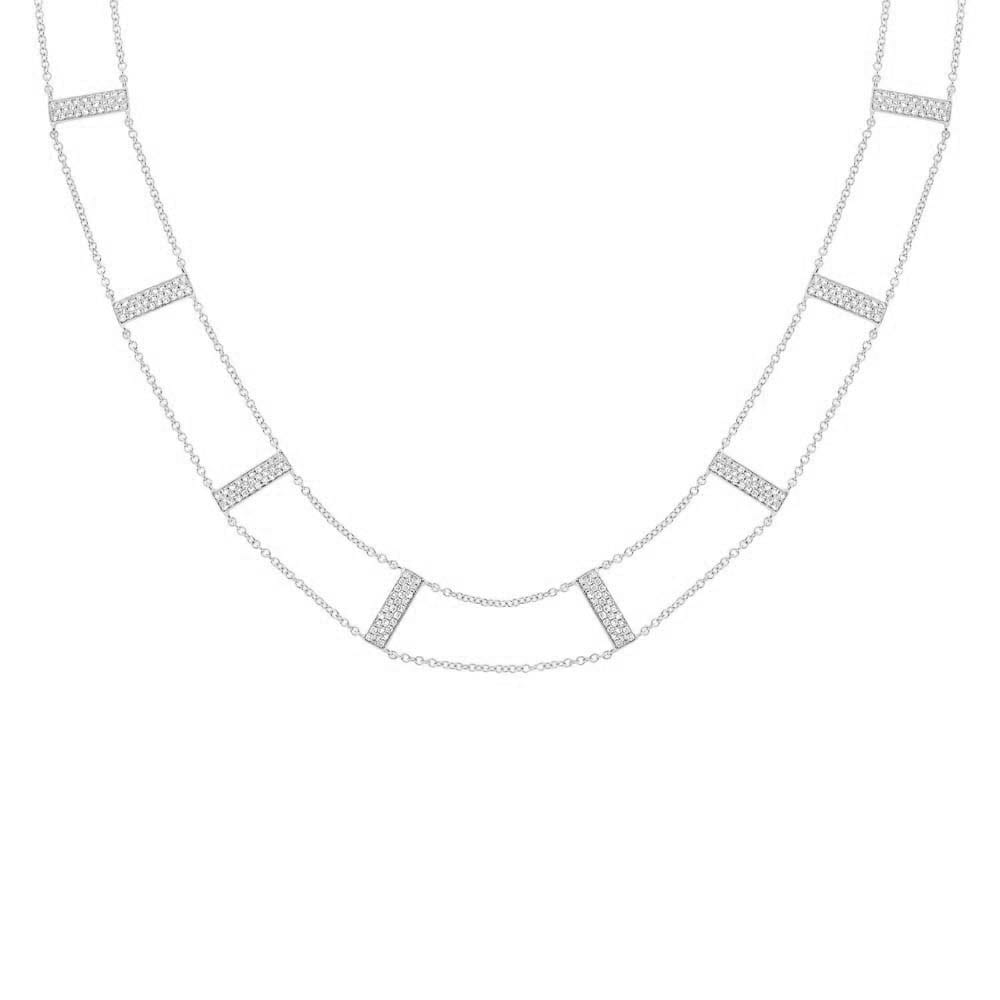 0.71ct 14k White Gold Diamond Ladder Necklace
