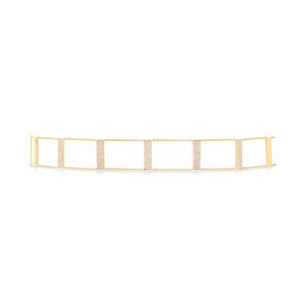 0.71ct 14k Yellow Gold Diamond Ladder Choker Necklace