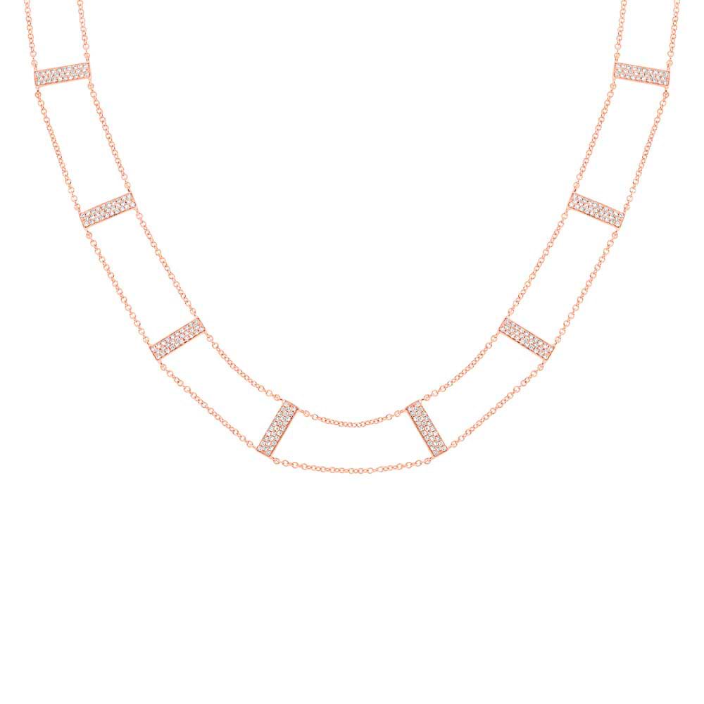 0.71ct 14k Rose Gold Diamond Ladder Necklace