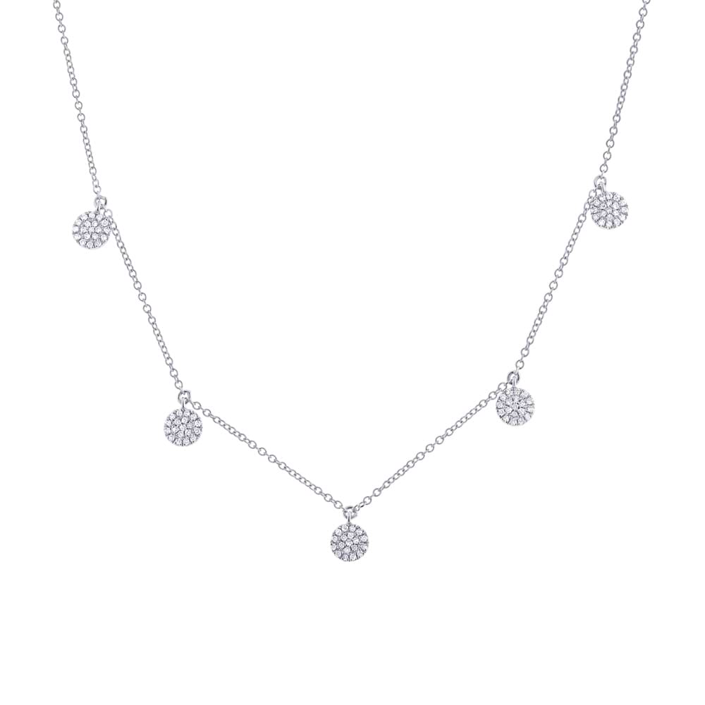 0.22ct 14k White Gold Diamond Pave Circle Necklace