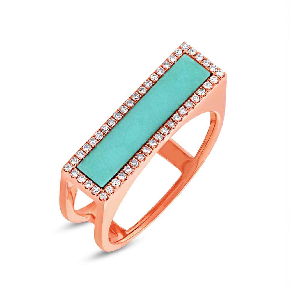 0.15ct Diamond & 0.97ct Composite Turquoise 14k Rose Gold Lady's Ring Size 6
