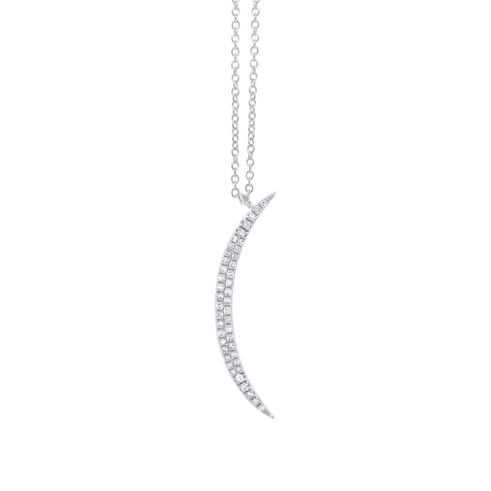 0.13ct 14k White Gold Diamond Crescent Pendant Necklace