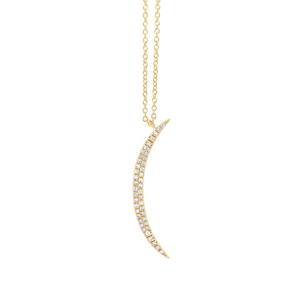 0.13ct 14k Yellow Gold Diamond Crescent Pendant Necklace