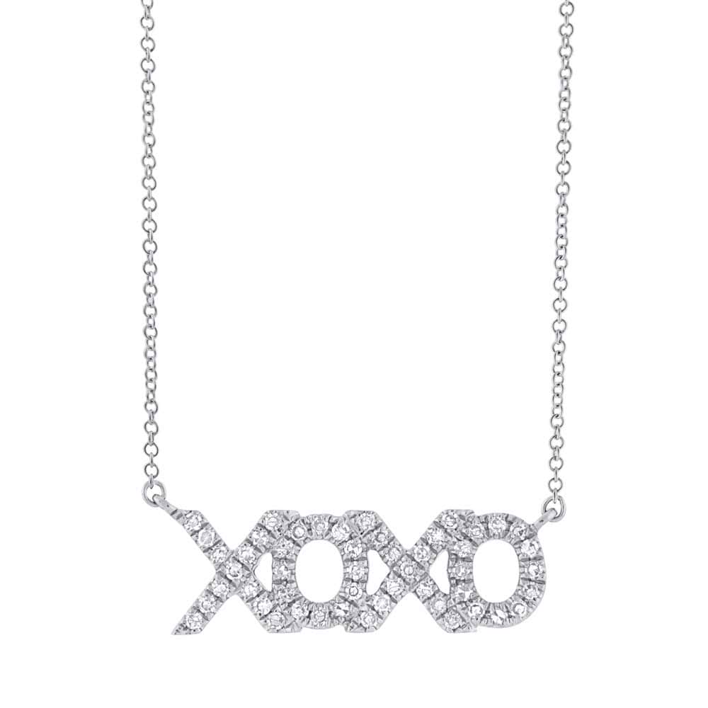 0.15ct 14k White Gold Diamond ''XOXO'' Necklace