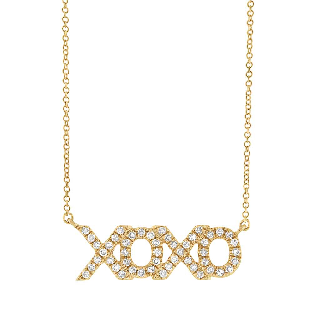0.15ct 14k Yellow Gold Diamond ''XOXO'' Necklace