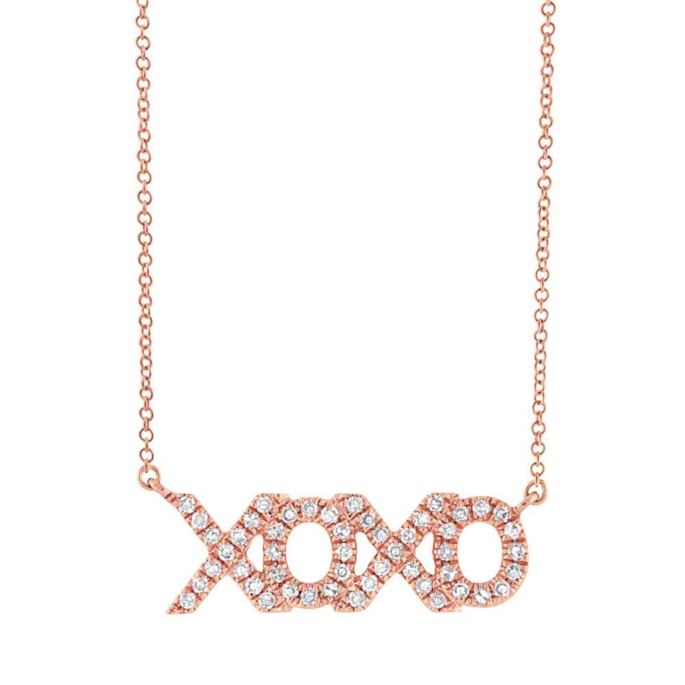 0.15ct 14k Rose Gold Diamond ''XOXO'' Necklace