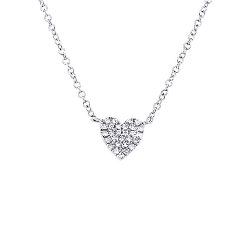 0.09ct 14k White Gold Diamond Heart Necklace