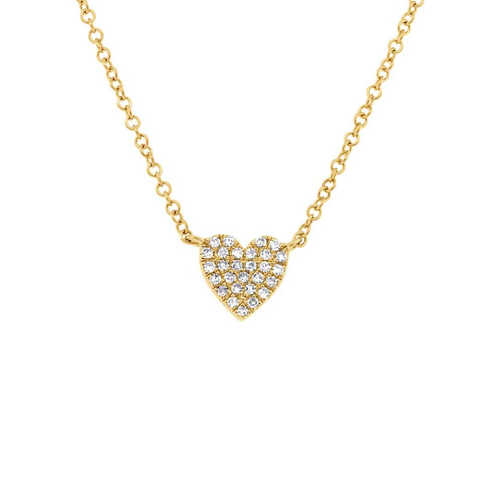0.09ct 14k Yellow Gold Diamond Heart Necklace