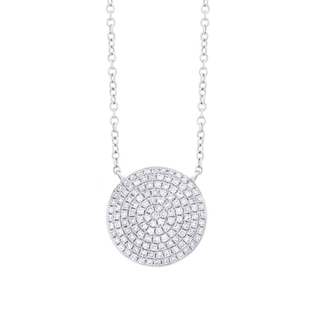 0.37ct 14k White Gold Diamond Pave Circle Necklace